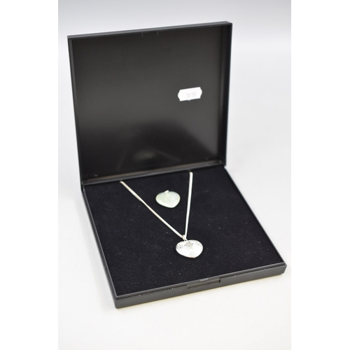 22 - Silver 925 Oriental Jade Necklace and Jade Heart Shaped Pendant complete with Presentation Box