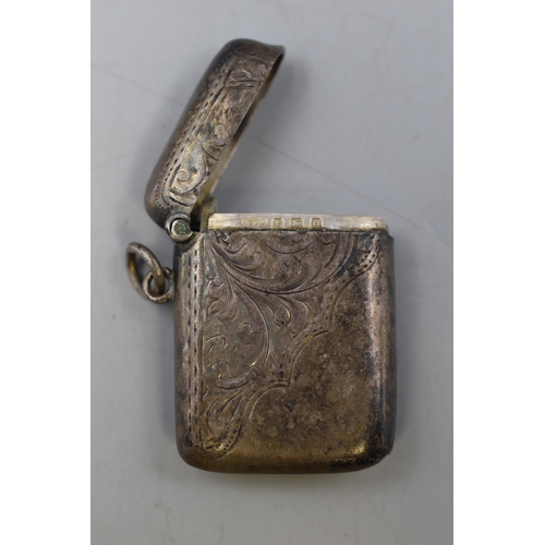 24 - Silver Hallmarked Birmingham Vesta Case. Circa 1863 JC Ltd.