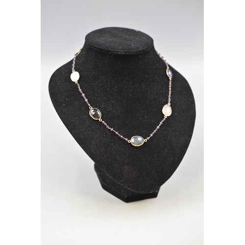 39 - Silver 925 Multi Stoned Necklace