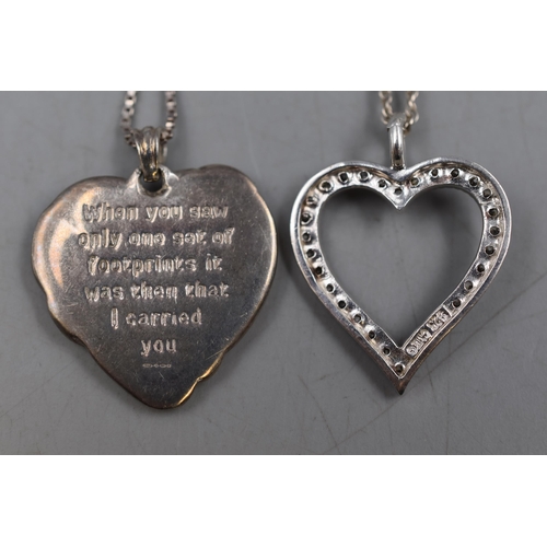 52 - Two Silver 925 Heart Pendat Necklaces