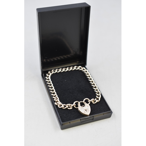 53 - Sterling Silver Bracelet with Padlock Clasp and presentation Box