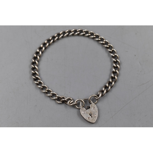 53 - Sterling Silver Bracelet with Padlock Clasp and presentation Box