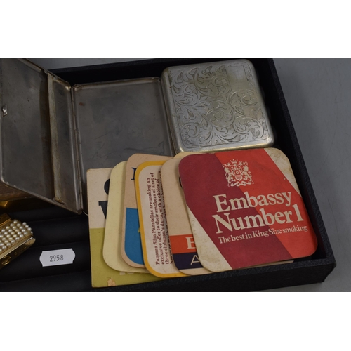 74 - A Mixed Selection To Include Brass State Express Cigarette Box, Two Cigarette Cases, Two Lighters an... 