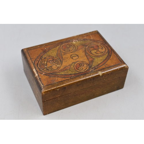 111 - Oriental Style Wooden Trinket Box Containing two Packs of Miniature Cards