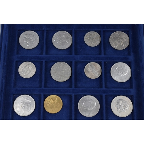 134 - Case Containing two Trays of Mixed Coinage including Crowns, Half Crowns, and More