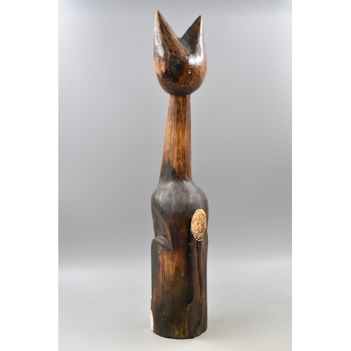 147 - A Carved Wooden Cat Figure, Approx 24