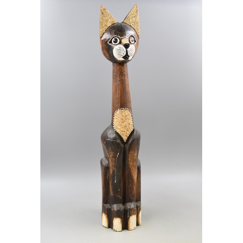 147 - A Carved Wooden Cat Figure, Approx 24