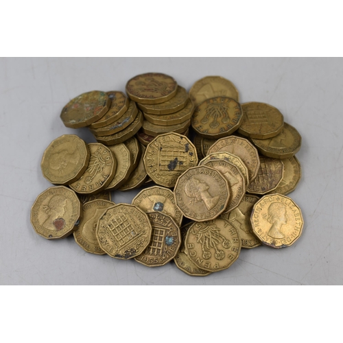 152 - Mixed Selection of Brass Three Pence Coins