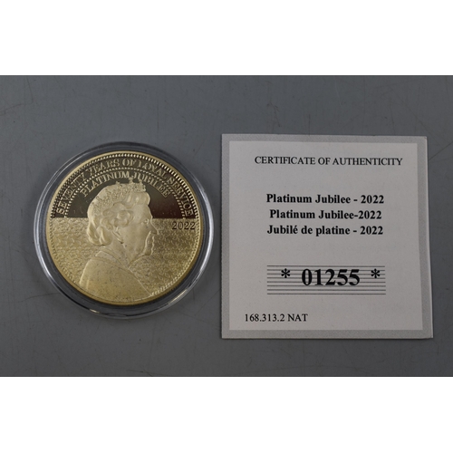 153 - 2022 Pitcairn Islands One Crown Coin, for The Platinum Jubilee Seventy Years of Loyal Service. Compl... 