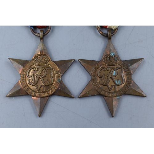 158 - Selection of WWII Medals, includes Two Star Medals, Defence Medal and Service Medal