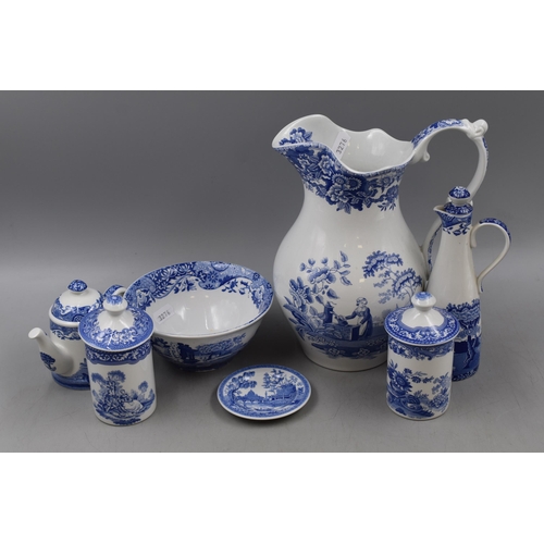 289 - Mixed Lot of Vintage Spode Blue and White Pottery to include Water jug, Sugar Bowl , Spoon Rest and ... 