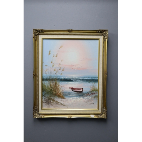 315 - H Gailey Gilt Framed Oil on Board of Seashore Scene (24