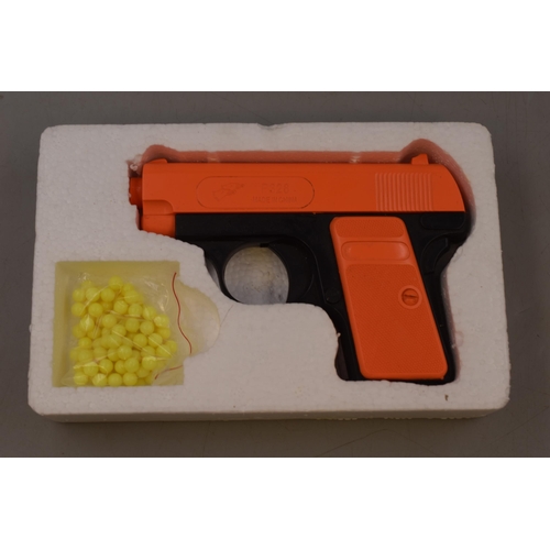 340 - A Boxed P328 Double Eagle Air Soft Gun, With Pellets. Good Compression.