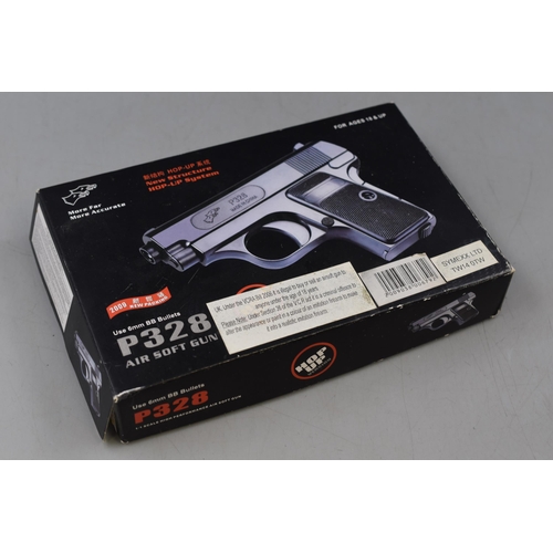 340 - A Boxed P328 Double Eagle Air Soft Gun, With Pellets. Good Compression.