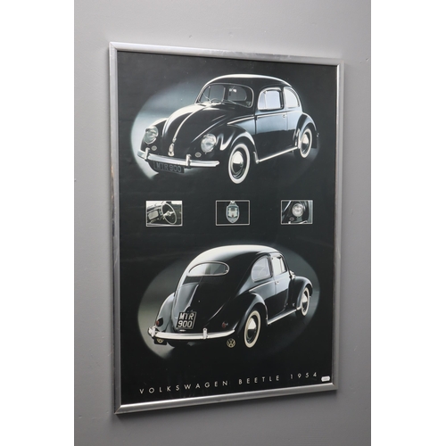 361 - Large Framed Print Showing Volkswagen Beetle 1954 in Framed and Glazed Mount (3ft x 2ft)