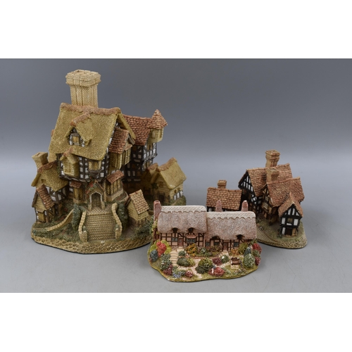 370 - Mixed Lot of Three Olde Worlde Hand Crafted and Hand painted Building Models to include David Winter... 