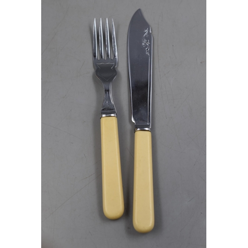 377 - A Set of Chromium Plate on Nickel Silver Fish Knives and Forks, In Presentation Case