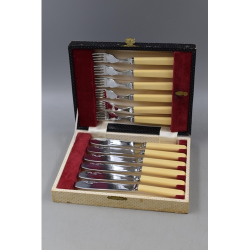 377 - A Set of Chromium Plate on Nickel Silver Fish Knives and Forks, In Presentation Case