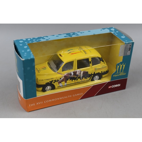 388 - Six Boxed Corgi Die-Cast Vehicles including Box Van, Commonwealth Games Taxi, Sunlight Soap, and Mor... 