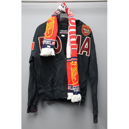 523 - Mixed Lot of Football Regalia to include a Liverpool Scarf and a Kappa Roma Jacket size M