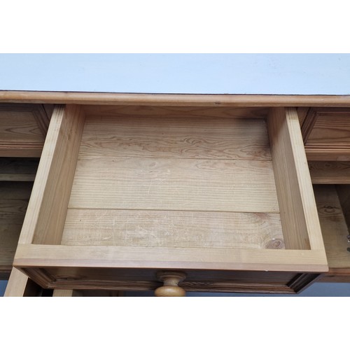 528 - Large Kitchen Solid Pine 4 Drawer Sideboard With Cupboards. Measures 6ft Wide by 18 Inches Deep and ... 