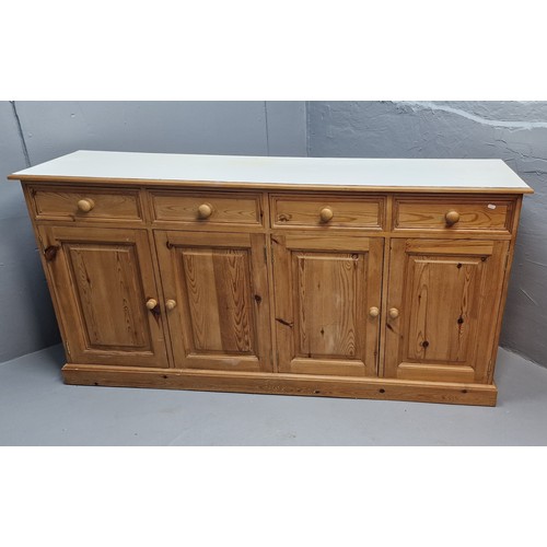 528 - Large Kitchen Solid Pine 4 Drawer Sideboard With Cupboards. Measures 6ft Wide by 18 Inches Deep and ... 