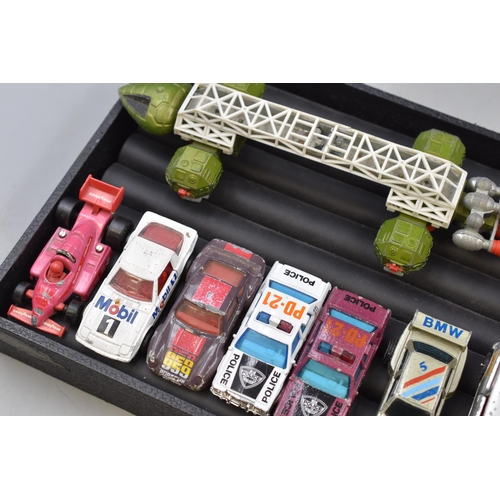 407 - Mixed Tray of Vintage play Worn Vehicles to include Space 1999 Ship and others n