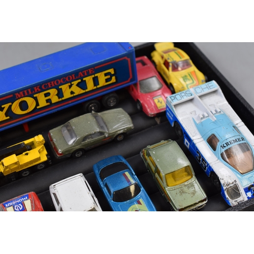 408 - Mixed tray of Vintage play Worn vehicles to include Yorkie Truck, and others