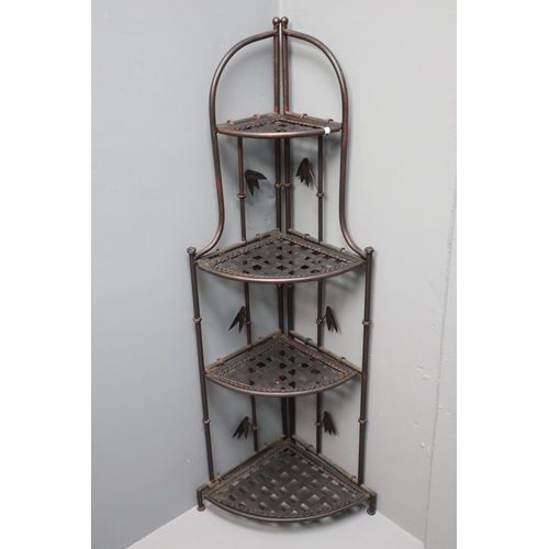 530 - Decorative metal Bronze Effect Folding Four Tier Whatnot Shelf approx 48