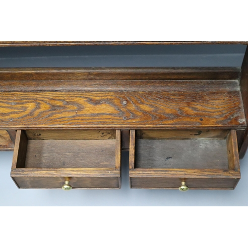 536 - Victorian Wall Mounted Oak Display unit with 3 Shelves and Four Drawers (54