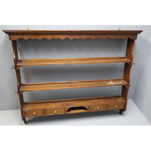 536 - Victorian Wall Mounted Oak Display unit with 3 Shelves and Four Drawers (54