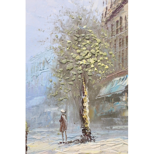 544 - Burnett Signed Oil on Canvass Depicting Parisian Street Scene in Framed Mount (17