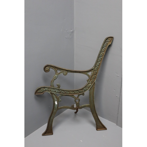 545 - A Pair of Vintage Cast Iron Garden Bench Ends, With Back. Ends Are Approx 31.5