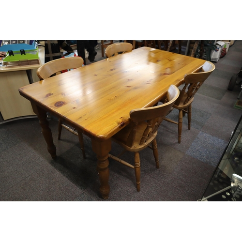 548 - Country Kitchen Solid Pine Dining Table with 4 Chairs (Removeable Legs) 71