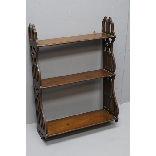 549 - Chippendale Style Hanging 3 Shelf Wall Unit Ideal for Displaying Books and Porcelain (21