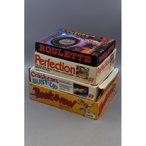 665 - Mixed Selection of Vintage Board Games Including Buck-A-Roo!, Break Apart Crash Cars Bust U, Roulett... 