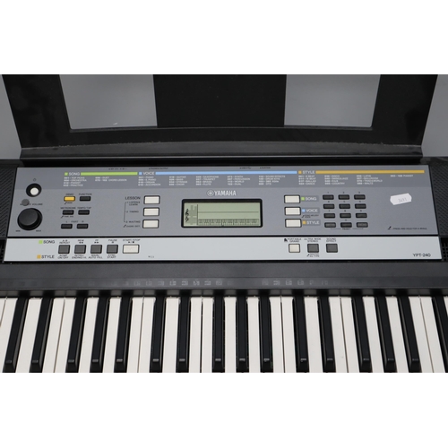 685 - A Yamaha YPT-240 Digital Keyboard, With Instructions. Powers on When Tested.