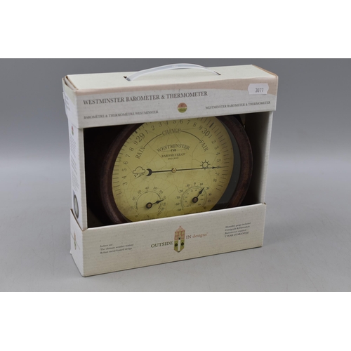 654 - New Wall Mounted Westminster Barometer & Thermometer in Original Box