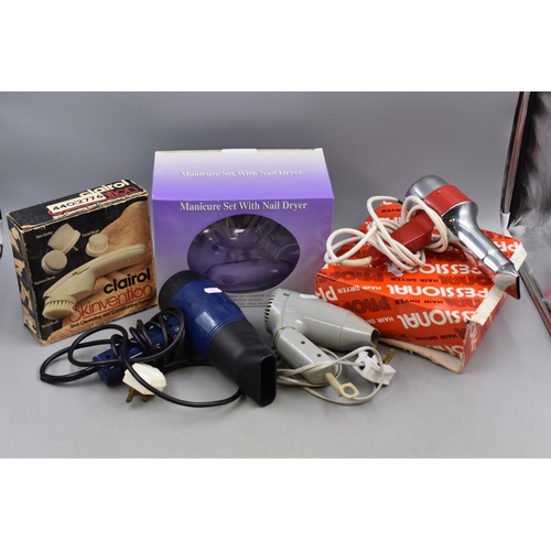 661 - A Selection Of Three Hair Dryers, A Manicure Set And Skinvention. Includes Babyliss, Clairol, and Mo... 