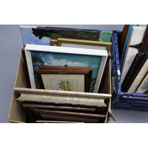 712 - Two Large Mixed Lot of Pictures some framed and Glazed in Very Nice Frames, some oil paintings, wate... 