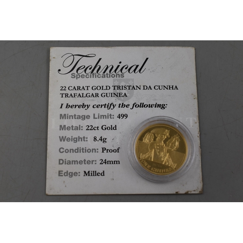 8 - Tristan Da Cunha 22 Carat Gold Limited Edition (18 of 499) Proof Milled Edged Guinea Complete with C... 