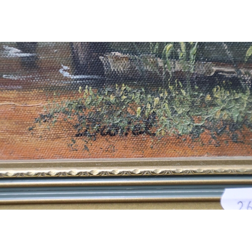 355 - After John Constable Original Oil on Canvass of The Hay Wain in Gilt Framed Mount Signed by Artist (... 