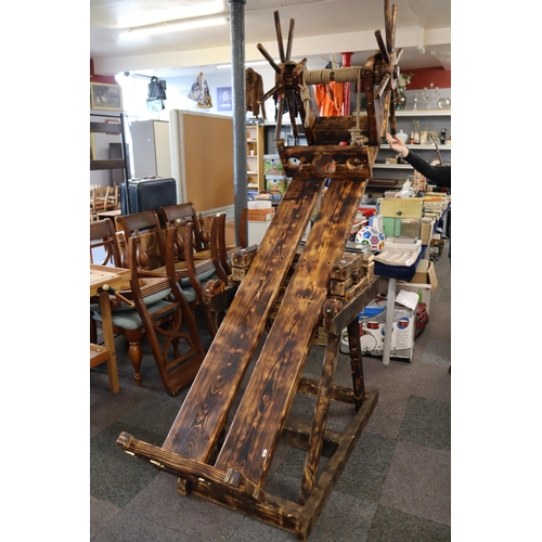 457 - Bespoke Handmade Medieval style Torture Table with Fully working Ropes and Clamps and Tilting Mechan... 