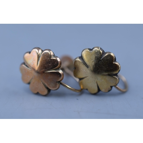 6 - A Pair of Vintage 9ct Gold Four Leaf Clover Earrings.