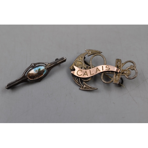 9 - Charles Horner Silver Brooch (a/f) and a Antique Calais Anchor Brooch (possibly Gold and Silver)