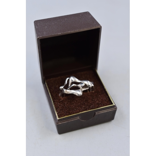 12 - Silver 925 Puzzle Ring Complete with Presentation Box