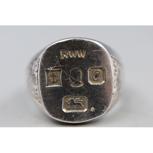 13 - Hallmarked Birmingham Gents Silver Jubilee Ring (Size p) Complete with Presentation Box