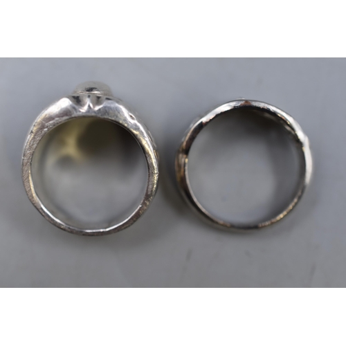 17 - Two Unmarked Silver Rings (Size L & O)