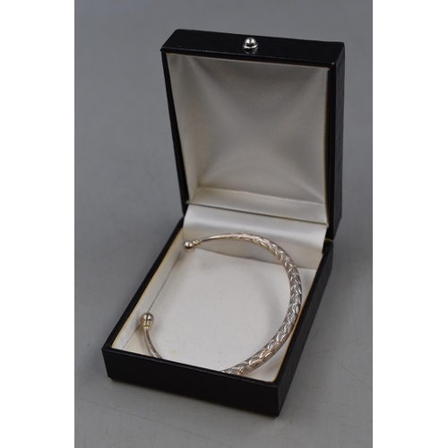 23 - Silver 925 Etched Bangle Complete with Presentation Box