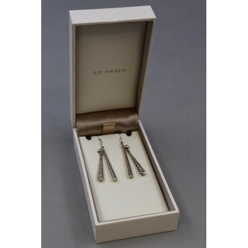 25 - Two Pairs of Sterling Silver Drop Earrings, Includes Kit Heath. In Presentation Box.